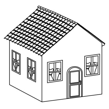 kapı, pencere ve çatı ile güzel ev siluet