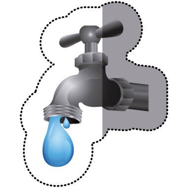 Gümüş musluk su damla simgesiyle