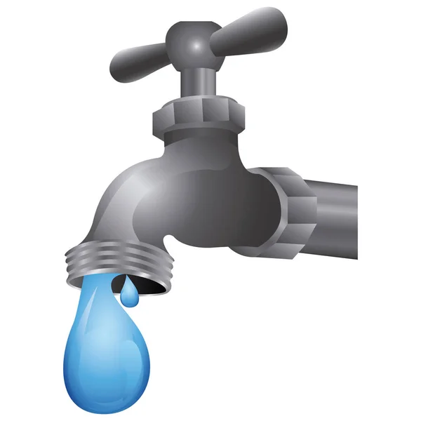 Kraan met water drop pictogram — Stockvector