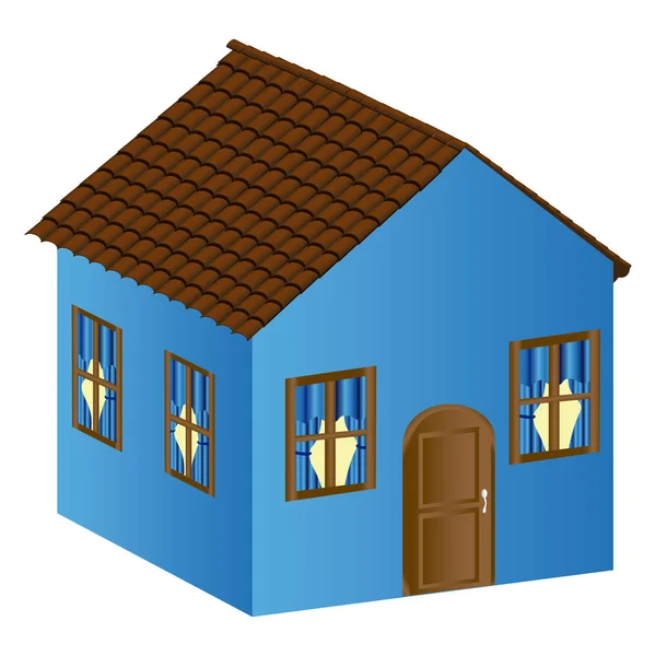 Piękny dom z drzwi, okna i dach — Wektor stockowy