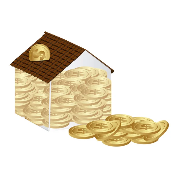 Housing save coins icon — Stock Vector