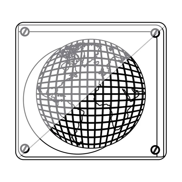 Planeta terra global ícone emblema — Vetor de Stock