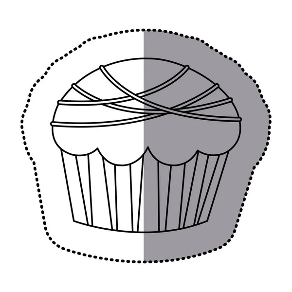 Silhouette Muffin mit Schokoladen-Symbol — Stockvektor