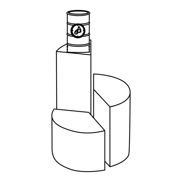 Estadística circular del gráfico con barril de combustible — Archivo Imágenes Vectoriales