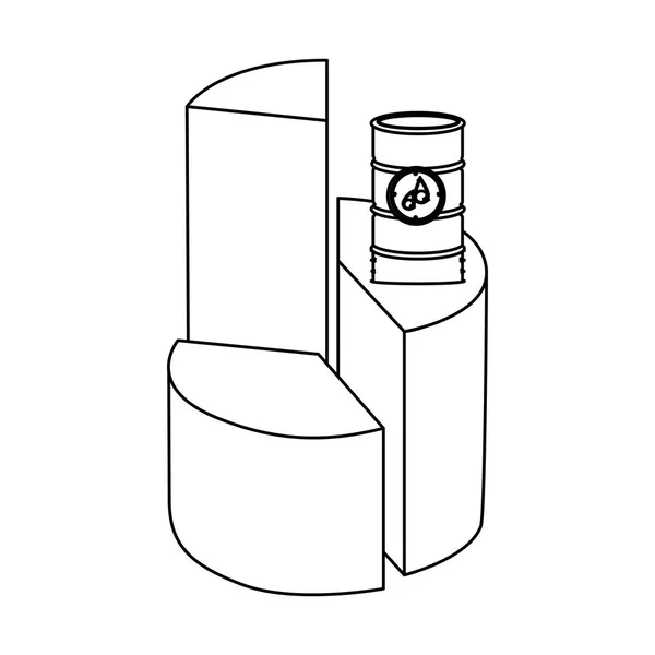 Graph circular statistic with barrel of fuel — Stock Vector
