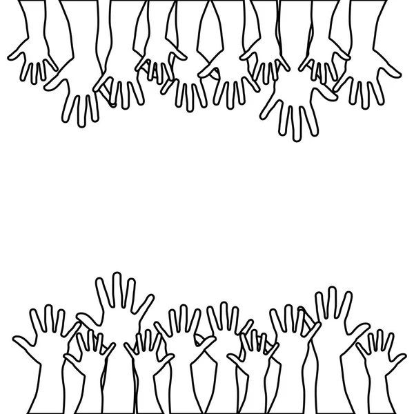 Figures hands up icon — Stock Vector