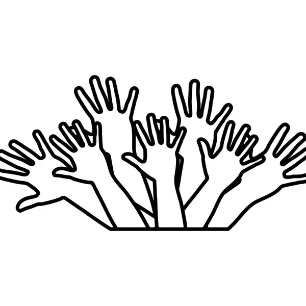 Handen omhoog samen pictogram — Stockvector