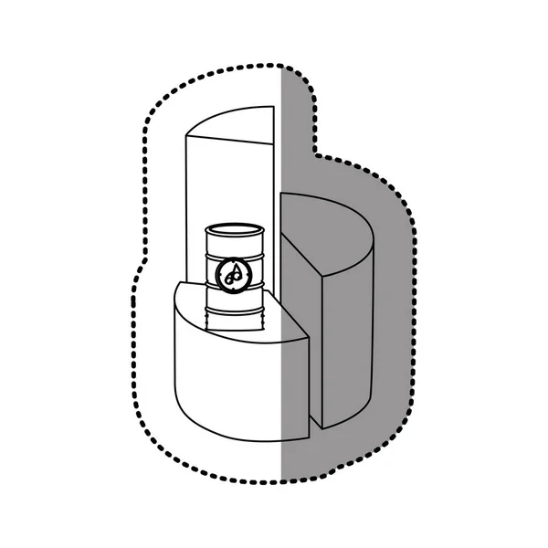 Silueta datos gráfico circular estadística con barril de combustible — Archivo Imágenes Vectoriales