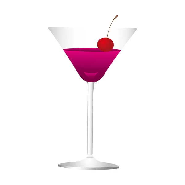 Bebida de cóctel con icono de cereza — Vector de stock