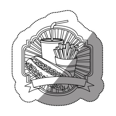 sıcak, Fransız kızartması ve soda ile kurdele ile kontur amblemi