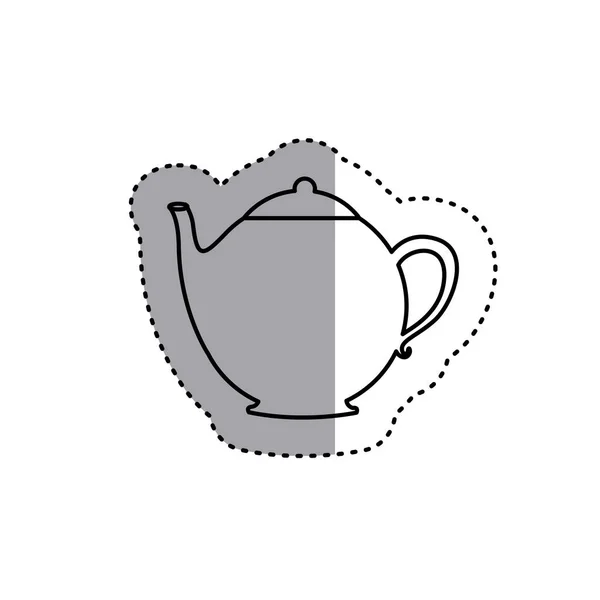 Autocollant silhouette théière icône boisson — Image vectorielle