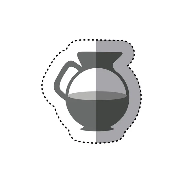 Αυτοκόλλητο μονόχρωμη σιλουέτα γυάλινο βάζο καφέ με λαβή — Διανυσματικό Αρχείο