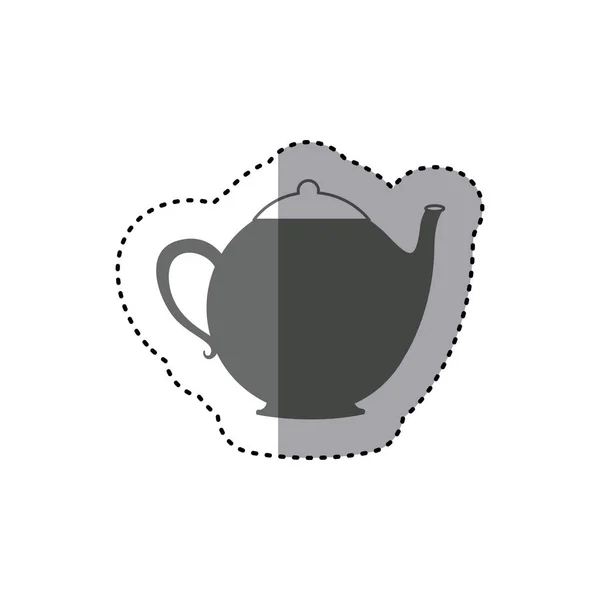Klistermärke svartvit siluett tekanna ikonen drink — Stock vektor
