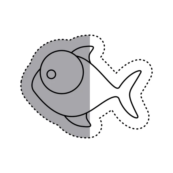 Наклейка силует риби водних тварин значок — стоковий вектор
