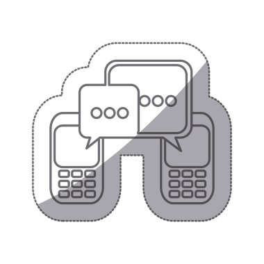 gri tonlamalı siluet etiket cep telefonları iletişim diyalog kutusunun