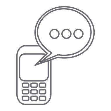 oval konuşma ile cep telefonu gri tonlamalı silüeti