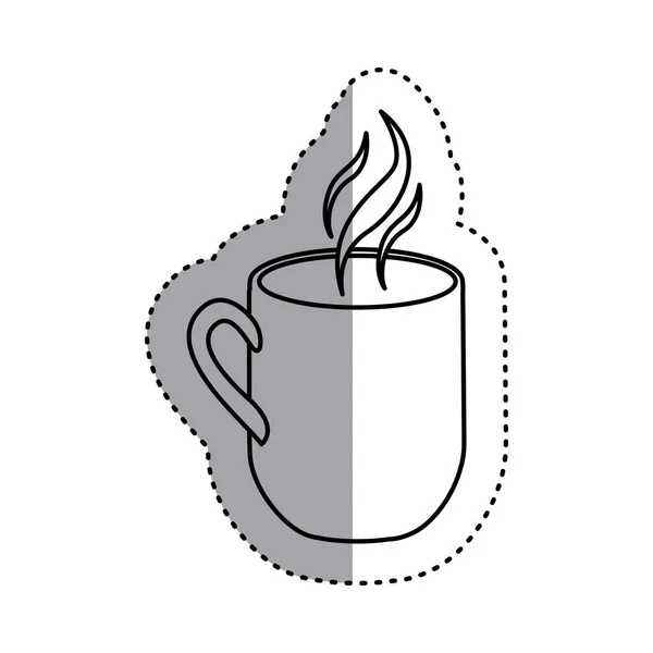 Sticker arcering silhouet mok koffie met rook — Stockvector