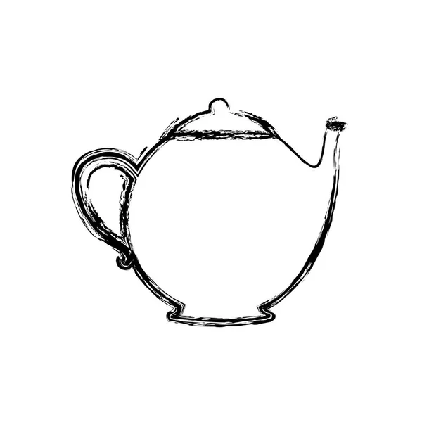 Verschwommene Silhouette Teekanne Getränk Symbol flach — Stockvektor