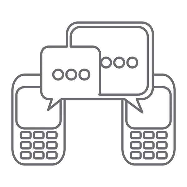 Silueta de escala de grises de la caja de diálogo de comunicación de teléfonos celulares — Archivo Imágenes Vectoriales