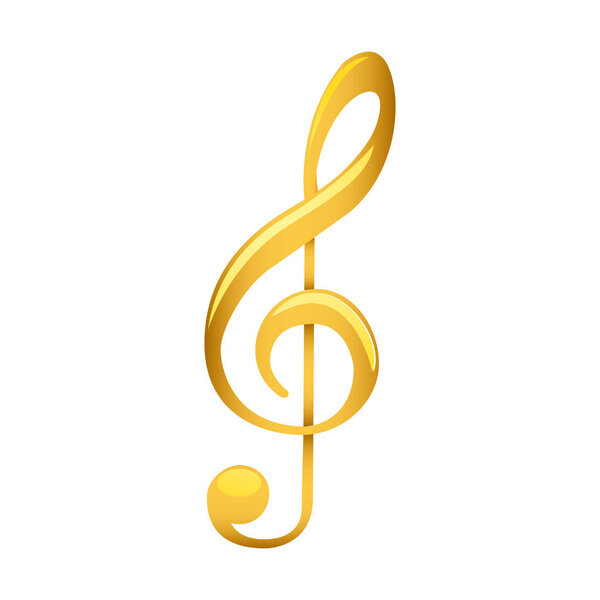 treble clef in golden with background white
