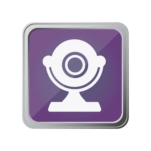 Knop met desktop webcam met paarse achtergrond — Stockvector