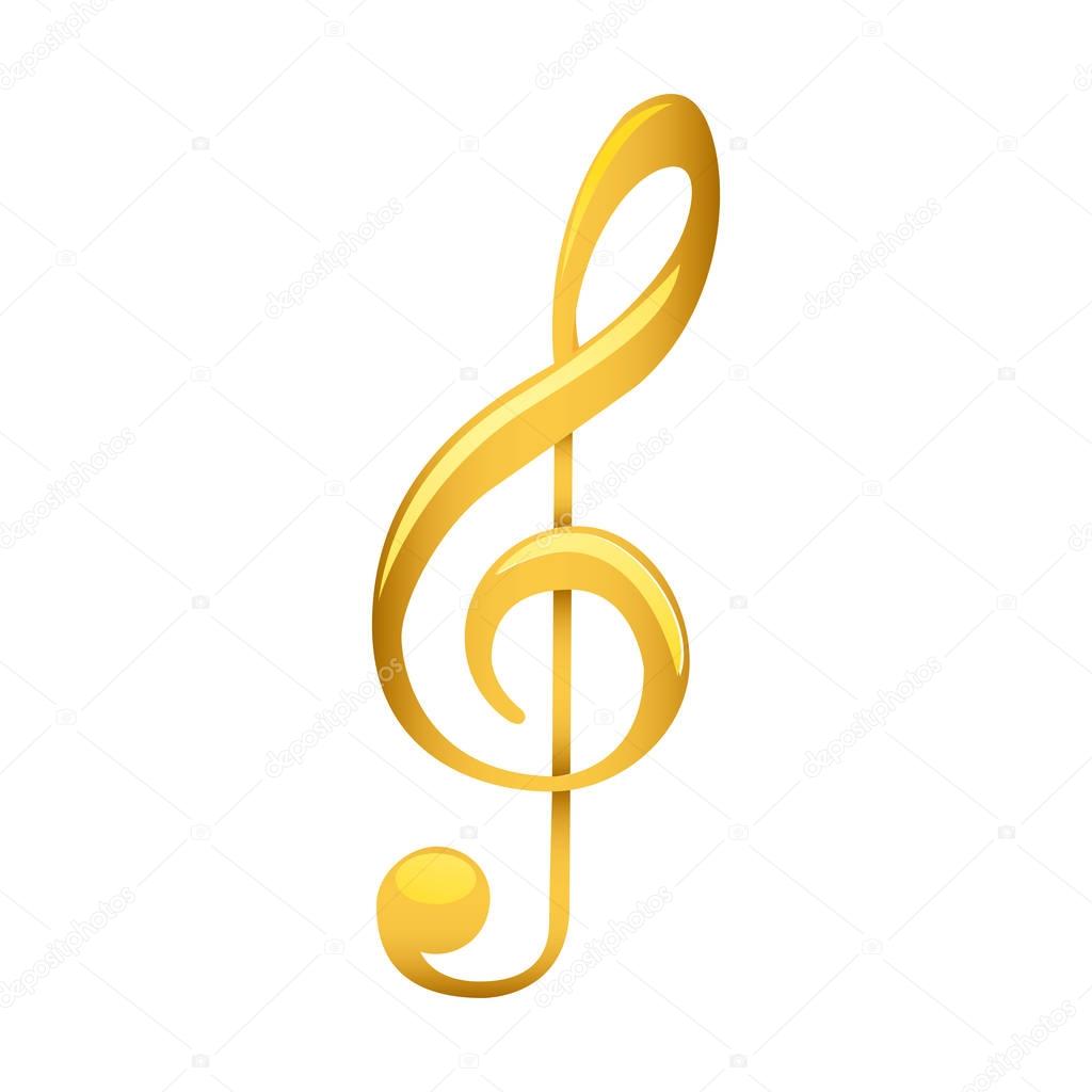 treble clef in golden with background white