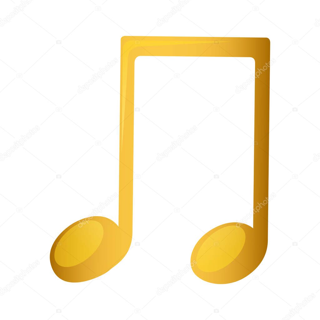 musical note in golden with background white