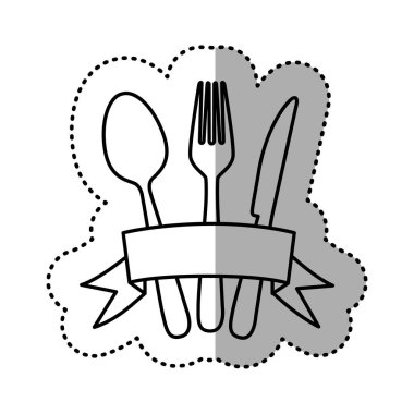 kurdele simgesi ile şekil çatal bıçak takımı