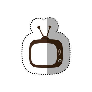 kahverengi eski televizyon anten simgesi