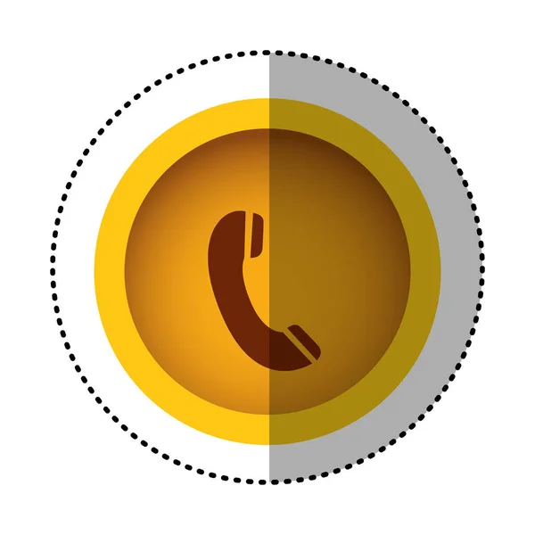 Żółty, okrągły symbol komunikacji telefonicznej rozmowy ikona — Wektor stockowy
