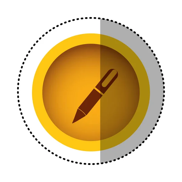 Amarelo símbolo redondo metal clássico caneta ícone — Vetor de Stock