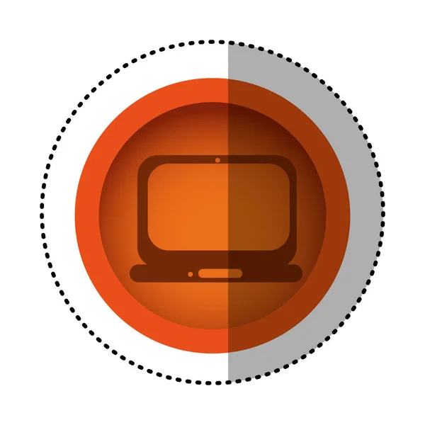 Πορτοκαλί στρογγυλό εικονίδιο service laptop τεχνολογία σύμβολο — Διανυσματικό Αρχείο