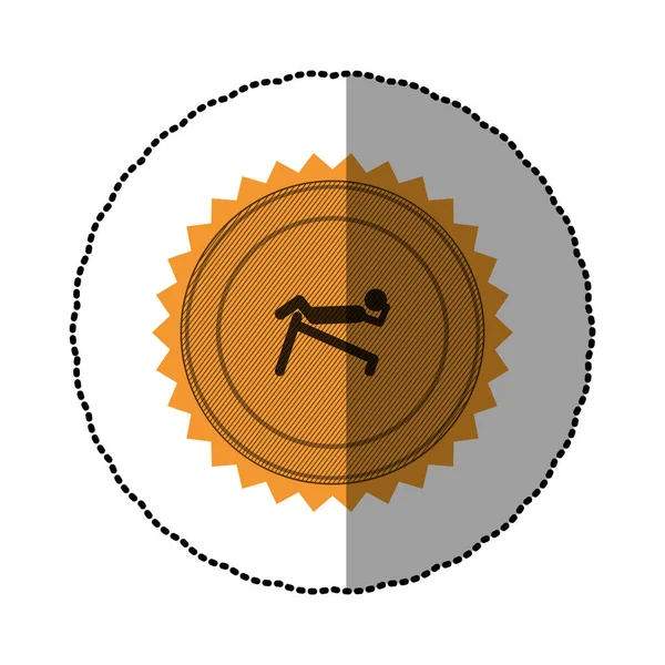 黄色エンブレム人運動ジム — ストックベクタ