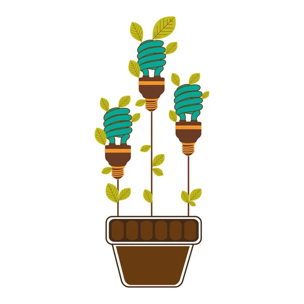 Save bulb with leaves inside of plantpot — Stock Vector