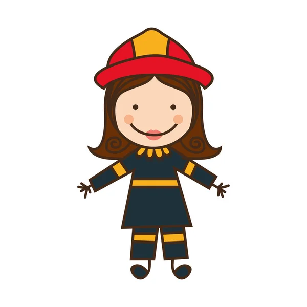 Щаслива жінка вогнеборця значок — стоковий вектор