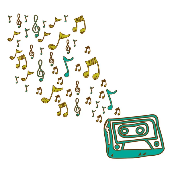 Radio technology with notes music icon — Stock Vector