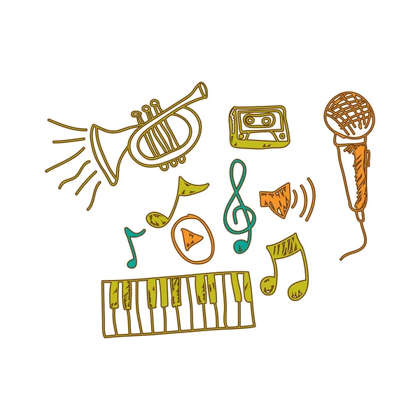 Музыкальный инструмент с иконой нот — стоковый вектор