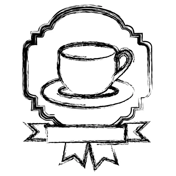 Emblem Kaffeetasse mit Schleifen-Symbol — Stockvektor