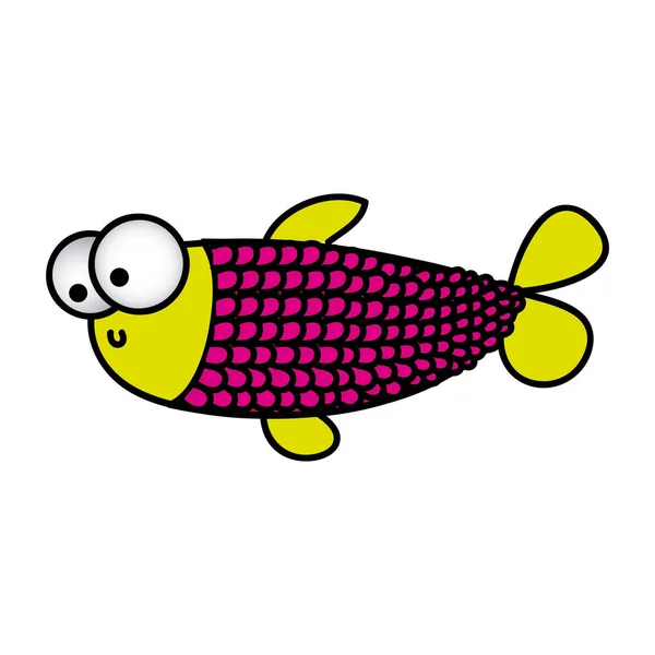 Surprised balloon fish cartoon icon — Stock Vector