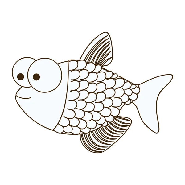 Figura feliz peixe scalescartoon ícone — Vetor de Stock
