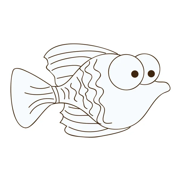 Figure heureux poisson dessin animé icône — Image vectorielle