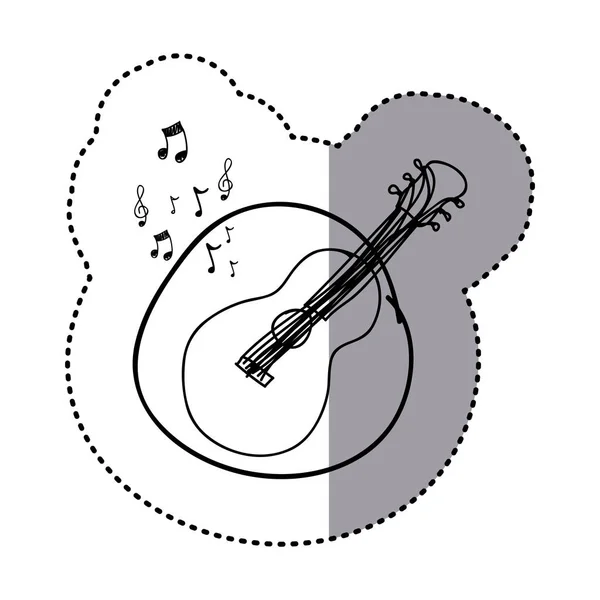 Figur gitarr instrument anteckningsikonen musik — Stock vektor