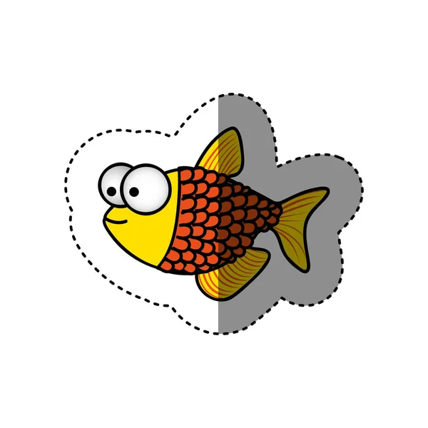 Escala de pescado sorprendidoicono de dibujos animados — Vector de stock