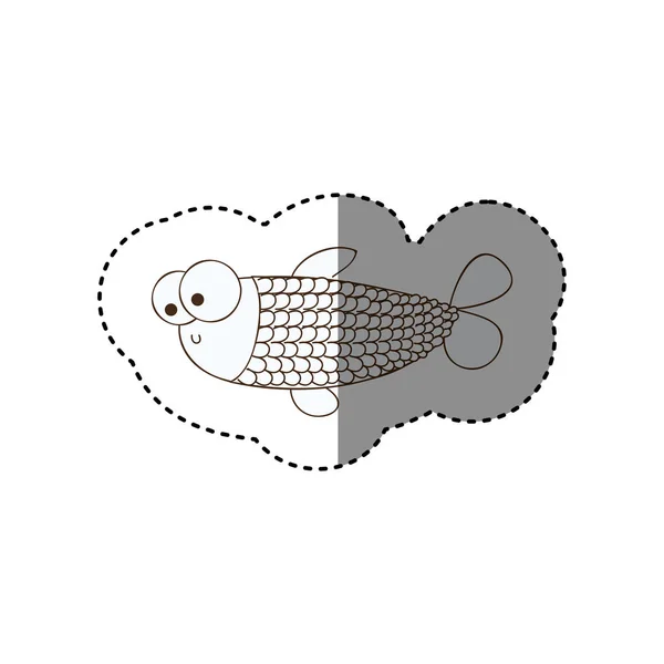 그림 놀된 풍선 물고기 만화 아이콘 — 스톡 벡터