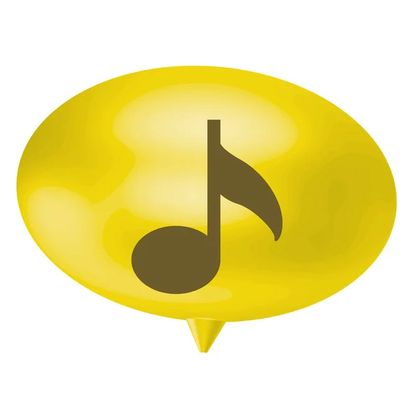 音符記号で黄色いバブル — ストックベクタ