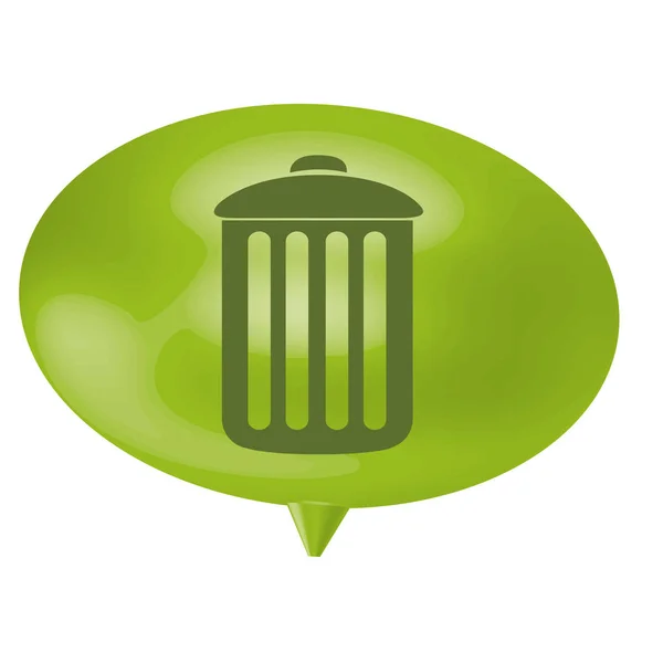 Burbuja verde puede basura icono — Vector de stock