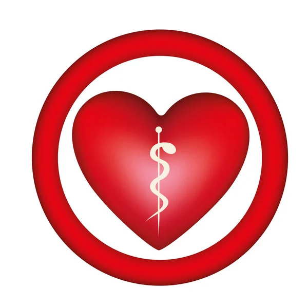 Emblem Herz mit Medizin-Zeichen innen — Stockvektor