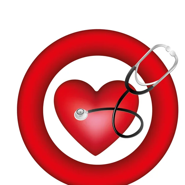 Symbole coeur avec icône stéthoscope — Image vectorielle