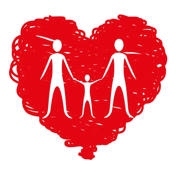 Family together inside of heart — Stock Vector