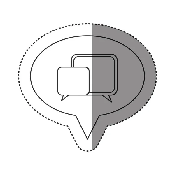 Autocollant de contour monochrome de la parole ovale avec boîte de dialogue — Image vectorielle